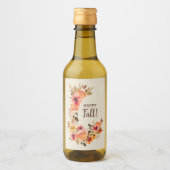 Gelukkige Herfst! Autumn Floral Swag Mini Wijn Etiket (Voorkant)