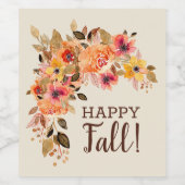 Gelukkige Herfst! Autumn Floral Swag Wijn Etiket (Enkel label)