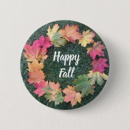 Gelukkige Herfst Bladeren Ronde Button 5,7 Cm