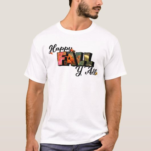 Gelukkige Herfst Grote Letter Digitale Kunst T-shirt (Voorkant)