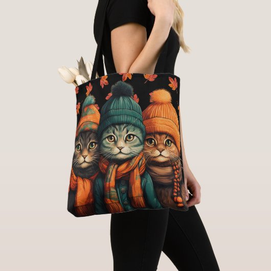 Gelukkige Herfst Katten Tote Bag (Dichtbij)