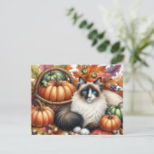 Gelukkige Herfst Knuffelkat Herfst Ansichtkaart Briefkaart (Staand voorkant)