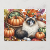 Gelukkige Herfst Knuffelkat Herfst Ansichtkaart Briefkaart (Voorkant)