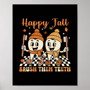 Gelukkige Herfst Poets Hun Tanden Tandarts Tandhee Poster