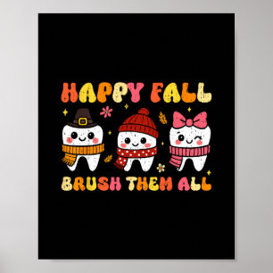Gelukkige Herfst Poets Ze Allemaal Tandheelkundige Poster
