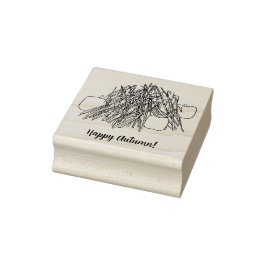 Gelukkige herfst pompoenen en maïs stengels rubberstempel