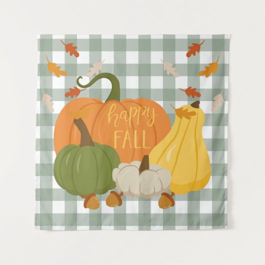 Gelukkige Herfst Pompoenen Wandkleed (Voorkant)