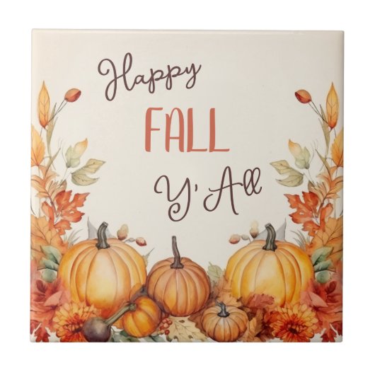 Gelukkige Herfst pompoenoogst Tegeltje (Voorkant)