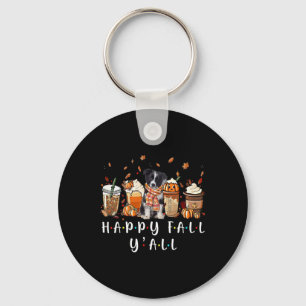 Gelukkige Herfst Y'all Border Collie Hond Koffie P Sleutelhanger