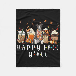 Gelukkige Herfst Y'all Pitbull Hond Koffie Pompoen Fleece Deken
