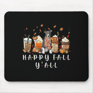 Gelukkige Herfst Y'all Pitbull Hond Koffie Pompoen Muismat