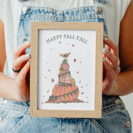 Gelukkige Herfst Y'all pompoenen en kip seizoensge Poster