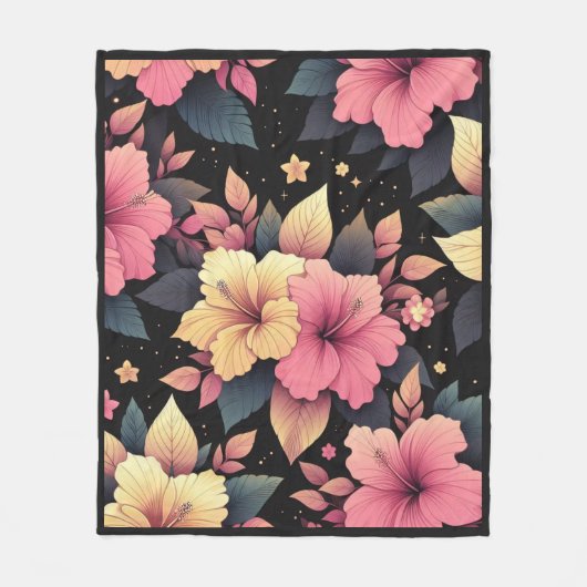 Gelukkige Hibiscus Fleece Deken (Voorkant)
