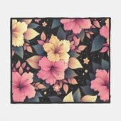 Gelukkige Hibiscus Fleece Deken (Voorkant (Horizontaal))