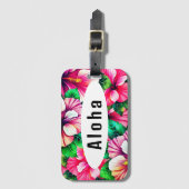 Gelukkige Hibiscus Hawaiian bloemen Bagagelabel (Voorkant (verticaal))