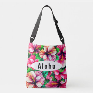 Gelukkige Hibiscus Hawaiian bloemen Crossbody Tas