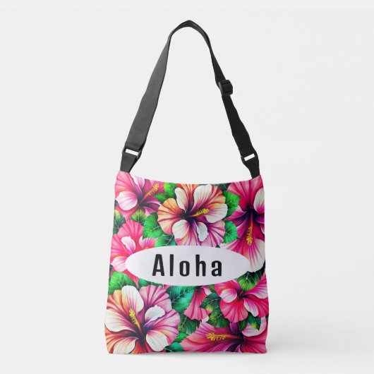 Gelukkige Hibiscus Hawaiian bloemen Crossbody Tas (Voorkant)