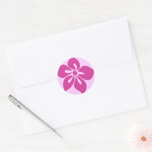 Gelukkige Hibiscus" Sticker in Fuchsia (Envelop)