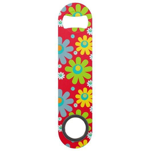 Gelukkige Hippie Bloemen Speed Flessenopener (Voorkant)
