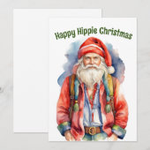 Gelukkige Hippie Kerstmis Feestdagenkaart (Voorkant / Achterkant)