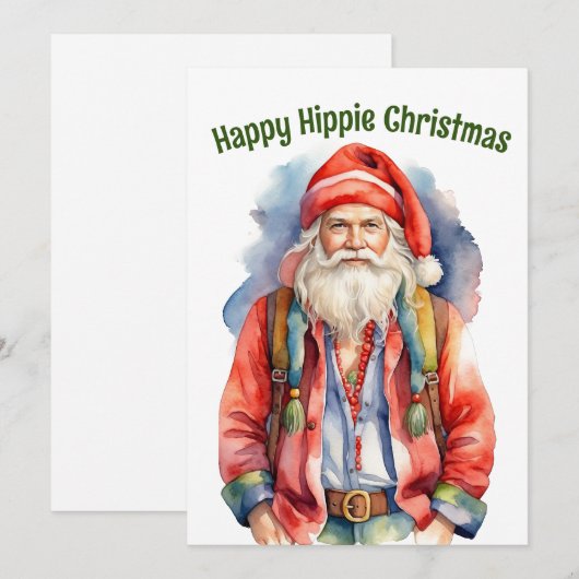 Gelukkige Hippie Kerstmis Feestdagenkaart (Voorkant / Achterkant)