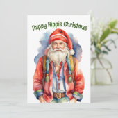 Gelukkige Hippie Kerstmis Feestdagenkaart (Staand voorkant)