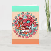 Gelukkige Hippie Verjaardag Retro Kaart (Voorkant)