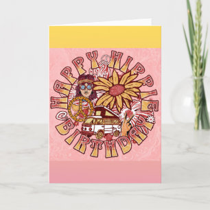 Gelukkige Hippie Verjaardag Retro Kaart
