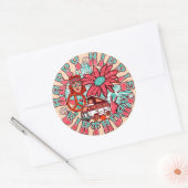 Gelukkige Hippie Verjaardag Retro kleuren Ronde Sticker (Envelop)