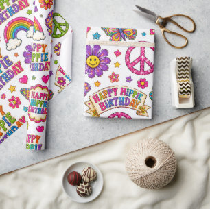 Gelukkige Hippie Verjaardagscadeau Inpakpapier Kle