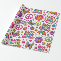 Gelukkige Hippie Verjaardagscadeau Inpakpapier Kle