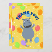 Gelukkige Hippo bedankkaarten (horizontaal) Bedankkaart (Voorkant / Achterkant)