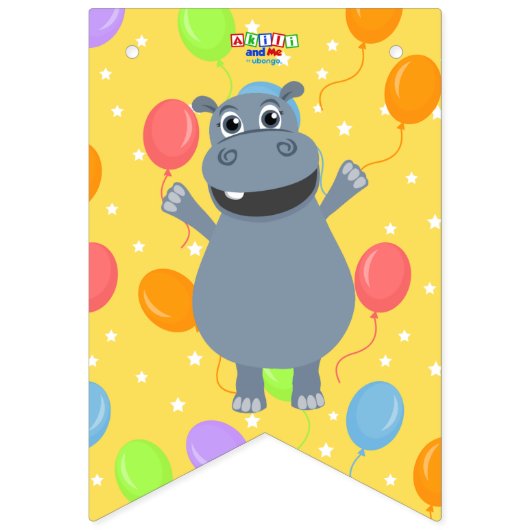 Gelukkige Hippo Bunting Banner (Eerste vlag)