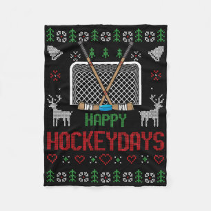 Gelukkige Hockeydagen Hockeydagen Lelijk Kerstmis Fleece Deken