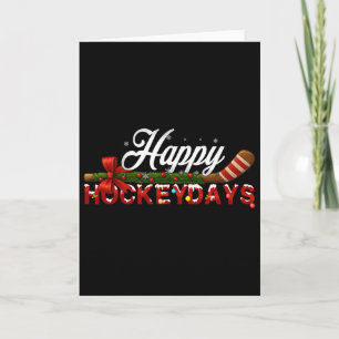Gelukkige Hockeydagen Kerst Ijs Hockey Speler Team Kaart