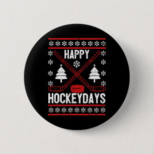 Gelukkige Hockeydays Leuke Kerstmis Ijshockey Spel Ronde Button 5,7 Cm