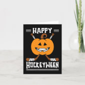Gelukkige Hockeyween Halloween ijshockeyspeler en Kaart (Voorkant)
