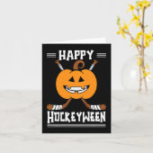 Gelukkige Hockeyween Halloween ijshockeyspeler en Kaart (Gele Bloem)