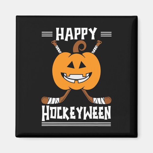 Gelukkige Hockeyween Halloween ijshockeyspeler en Magneet (Voorkant)