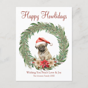 Gelukkige Hoe-lid-dagen Knuffel Pugs Hond Feestdagenkaart