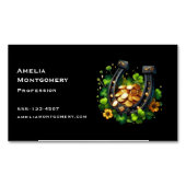 Gelukkige Hoefijzer en gouden munten St. Patrick's Magnetisch Visitekaartje (Voorkant)