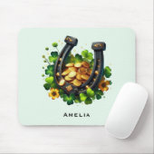 Gelukkige Hoefijzer en gouden munten St. Patrick's Muismat (Met muis)