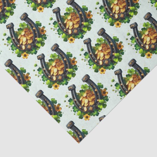 Gelukkige Hoefijzer en gouden munten Tissuepapier (Detail)