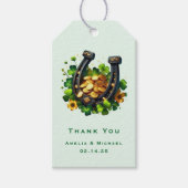 Gelukkige Hoefijzer en Gouden Munten Wedding Dank  Cadeaulabel (Voorkant)
