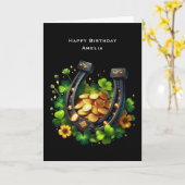 Gelukkige Hoefijzers gouden munten en Klaver Verja Kaart (Gele Bloem)