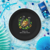 Gelukkige Hoefijzers gouden munten en Klaver Verja Papieren Bordje (Feest)