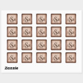 Gelukkige Hoefijzers op Bruine Monogram Sticker (Vel)