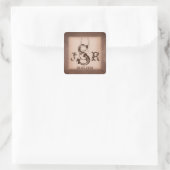 Gelukkige Hoefijzers op Bruine Monogram Sticker (Tas)