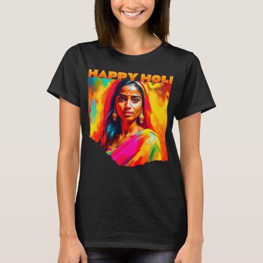 Gelukkige Holi mooie vrouw T-shirt (Voorkant)