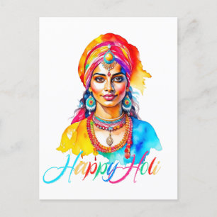 Gelukkige Holi Vrouw Briefkaart